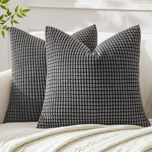 MIULEE - Fundas de almohada decorativa Funda de cojín suave y sólida para sofá cama Dormitorio., Terciopelo, gris, 18"x18"