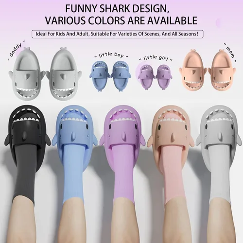 Miniatura 4 de Sandalias de tiburón para niños, bonitas pantuflas mejoradas, sandalias de tiburón en la nube, antideslizantes, suela gruesa, cómodas, bonitas