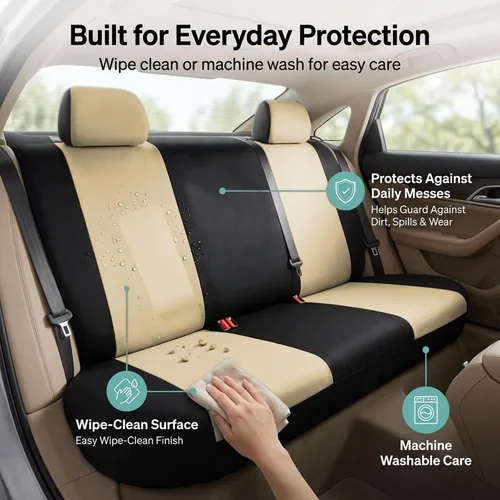 Miniatura 5 de FH Group Funda para Asiento de Coche para Asiento Trasero de Tela - Ajuste Universal para Coches con Banco Sólido, Protector de Asiento de Coche