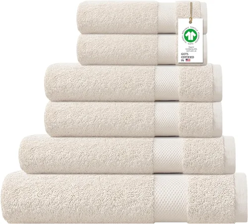 Miniatura 19 de Toallas 100% algodón orgánico de 22.93 oz/m² de felpa al tacto de secado rápido, paquete de 12 toallas de lavado de algodón orgánico, certificado