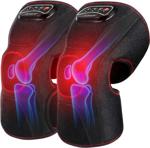 QUINEAR - Masajeador de rodilla para alivio del dolor, almohadilla de calentamiento con compresión de aire para la rodilla, rodillera calentada,