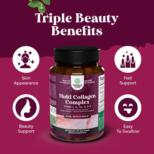 Miniatura 2 de Advanced Multi Collagen Complex – Ageless - Suplementos de péptidos de colágeno múltiple con tipo 1 2 3 5 y X y biotina para el cabello, la piel
