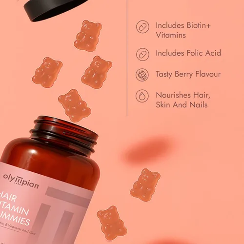 Miniatura 2 de Olympian Labs Gomitas de vitaminas para el cabello Ricas en vitaminas y minerales 60 unidades de gran sabor sabor a bayas