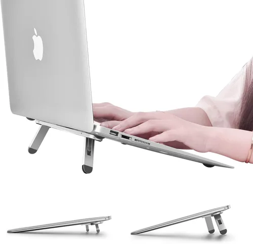 Miniatura 10 de Elevadores de computadora portátil para escritorio, soporte para laptop de 4 alturas ajustables, elevador de teclado, patas ergonómicas para Gris
