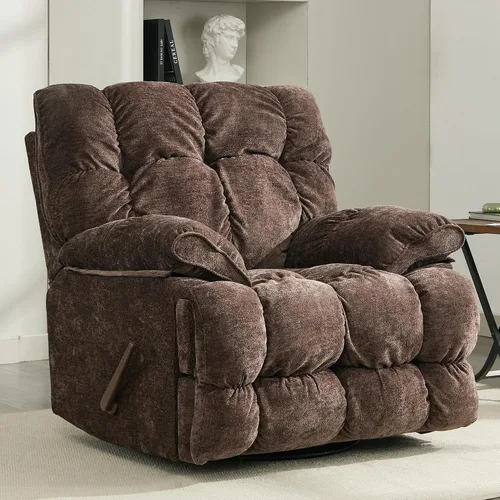 Miniatura 14 de Silla reclinable mecedora extra grande, sillón reclinable con giro eléctrico para sala de estar, reclinables mecedores acolchados extra anchos
