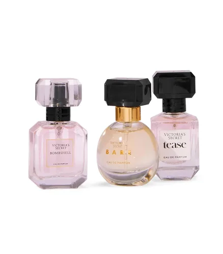 Miniatura 2 de Victoria's Secret Mini trío de fragancias de lujo, conjunto de regalo de Eau de Parfume para mujer, incluye perfumes Bombshell, Bare y Tease