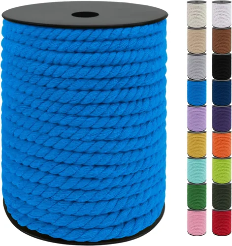 Miniatura 28 de JeogYong Cordón de macramé de 8mm, cuerda de lana de macramé de algodón natural de 131 pies, cordón de algodón trenzado de 3 hebras, hilo de macramé