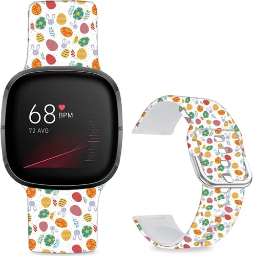 Miniatura 18 de Correas de reloj de dibujos animados con estampado floral compatibles con Fitbit Versa 4/Versa 3/Fitbit Sense 2/Sense Band de silicona suave