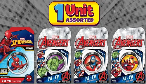Miniatura 2 de JA-RU Marvel Toys YoYo Toy (1 unidad de estilo surtido) Superhéroes Spiderman, Hulk, Capitán América y Ironman para niños, Yoyo para principiantes