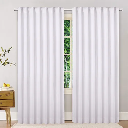 Miniatura 7 de Cortinas de lino natural – Juego de 2 paneles con pestaña trasera, 50 x 63 pulgadas cada uno, cortinas texturizadas con aspecto de lino para sala