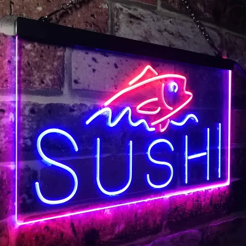 Miniatura 39 de ADVPRO Sushi Fish Sashimi Restaurant - Letrero de neón LED de doble color, azul y rojo, 12 x 8.5 pulgadas, st6s32-i3334-br