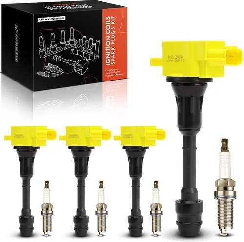 Miniatura 11 de A-Premium Juego de 4 (Negro) Paquete de Bobinas de Encendido y Bujías de Iridio Compatibles con Nissan Altima Sentra 2002-2006, X-Trail 2005-2006 L4