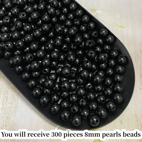 Miniatura 3 de 300 cuentas de perlas para manualidades, perlas de resina de 0.315 pulgadas para hacer joyas, cuentas redondas sueltas con agujero para collares