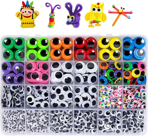Miniatura 9 de 1330pcs Googly Eyes autoadhesivas para manualidades, calcomanías para manualidades que se mueven con varios tamaños para bricolaje 649.6 in