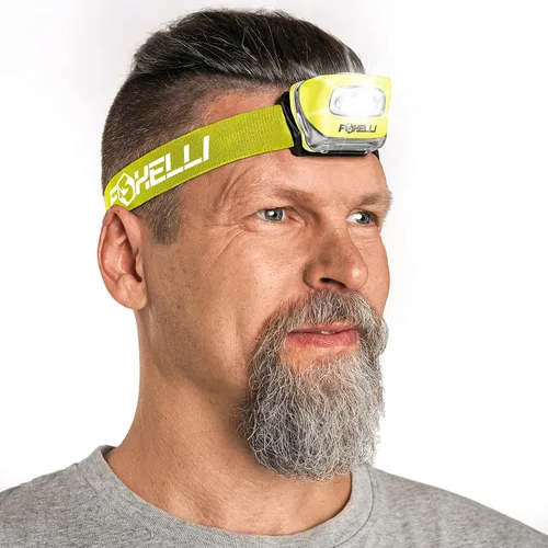 Miniatura 11 de Foxelli Linterna de Cabeza LED para Adultos y Niños, para Correr, Acampar, Hacer Senderismo, Faro de Cabeza con Luz Blanca y Roja, Diadema Cómoda