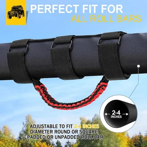 Miniatura 6 de moveland Paquete de 4 asas de agarre de barra antivuelco compatibles con Jeep Wrangler UTV, asas de agarre de barra antivuelco de lujo, fáciles