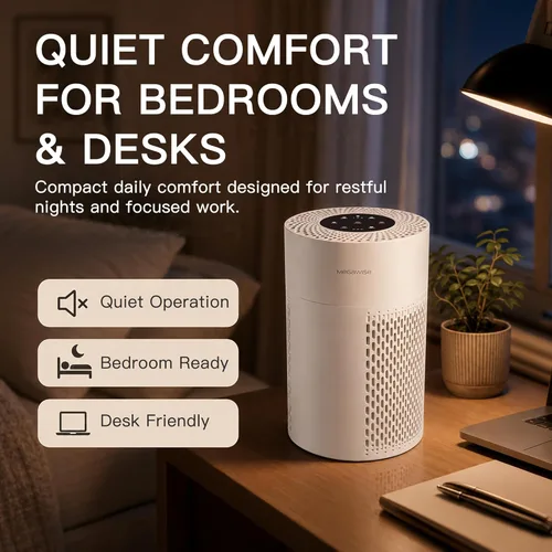 Miniatura 9 de MegaWise Purificador de aire silencioso de escritorio con 3 velocidades para oficina en casa, filtro HEPA verdadero con sensor inteligente