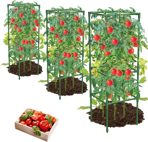 Paquete de 3 Jaulas para Tomates, Estacas Cuadradas de Soporte para Plantas de Tomate, Jaulas Enrejado para Jardín, Verduras Trepadoras, Flores,