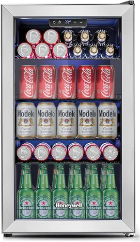 Miniatura 6 de Honeywell Refrigerador y enfriador de bebidas, mini refrigerador de 48 latas con puerta de vidrio para cerveza de soda o vino para oficina o bar