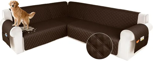 Miniatura 14 de HDCAXKJ Funda impermeable para sofá modular en forma de L, fundas seccionales de esquina lavables, a prueba de mascotas, protector de muebles