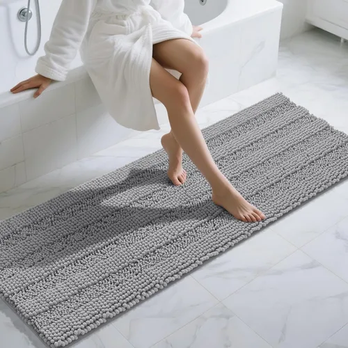 Miniatura 107 de Yimobra Alfombras lavables para baño, alfombra de baño de chenilla súper suave y absorbente para piso y alfombra, alfombra antideslizante de secado