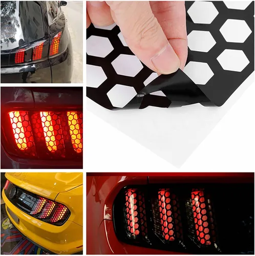 Miniatura 2 de Riloer Universa - Lámpara de luz trasera tipo panal de abeja tipo cubierta de luz trasera, estilo de fibra de carbono para automóvil, cubierta