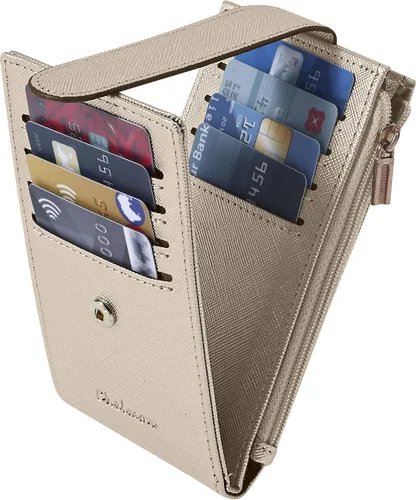 Miniatura 5 de Chelmon Billetera de mujer delgada con bloqueo RFID, billetera plegable con varios compartimientos para tarjetas con bolsillo con cierre, Dorado
