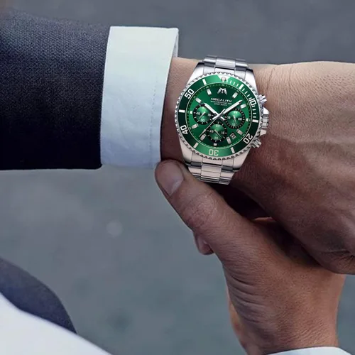 Miniatura 8 de MEGALITH Relojes para hombre, de acero inoxidable, resistente al agua, analógico, de cuarzo, moderno, de negocios, cronógrafo, con fecha automática