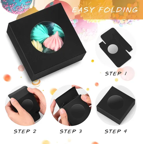 Miniatura 7 de Chinco 30 cajas de jabón cuadradas para jabones caseros, velas, 3 x 3 x 1.2 pulgadas, cajas de jabón con ventana transparente, pequeña caja de Negro