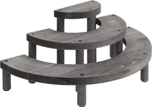 Miniatura 11 de MyGift Soporte elevador de madera de 3 niveles, soporte para cupcakes y organizador de perfumes, estante rústico de exhibición escalonado blanqueado