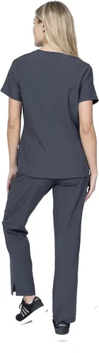 Miniatura 4 de Scrubs for Women Set 8 Pocket 4-Way Stretch Mock Wrap & Cargo Pant for Nurses Veterinarian Dentist Elements Select ES2976