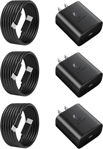 Miniatura 8 de Cargador súper rápido USB C 3.0 de 45 W con carga tipo C, cable trenzado de nailon compatible con cargador Samsung Cable de carga rápida para Galaxy