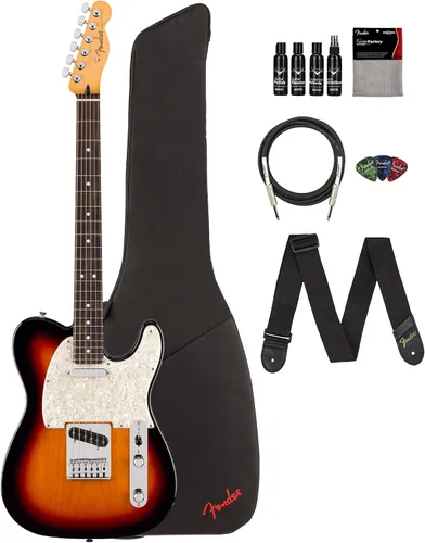 Fender Player II Modified Telecaster - Paquete de ráfaga de 3 tonos con estuche, correa, cable, juego de púas de 3 piezas y kit de limpieza de