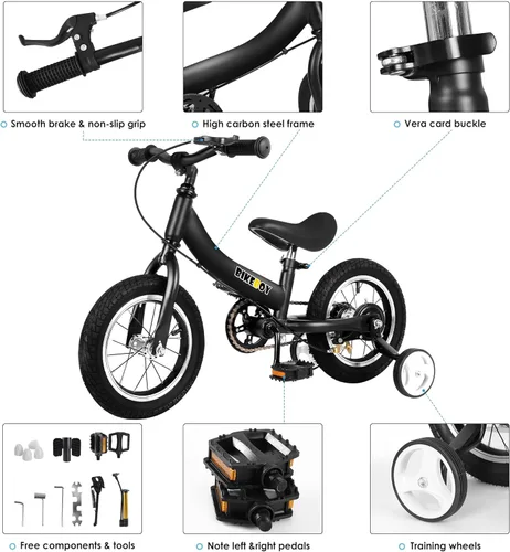 Miniatura 4 de Balance Bike 2 in 1,The Dual Use of a Kids Balance Bike and Toddler Bike, for 2 3 4 5 6 7 Years Old -12 14 16 Inches with Training Theory, Brake