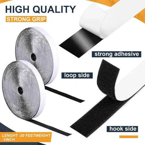 Miniatura 3 de Maitys 4 rollos de cinta autoadhesiva resistente de nailon con parte trasera adhesiva fuerte para manualidades, tiras alternativas para colgar
