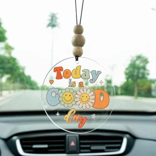 Miniatura 25 de Talataca Adorno plano 2D cristiano para automóvil y cuentas de madera, citas inspiradoras con cuentas, accesorios para espejo retrovisor, colgante 37