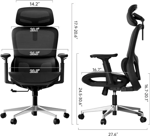 Miniatura 2 de Hbada P2 Silla de oficina ergonómica con soporte lumbar 3D, sillas de malla con brazos de rotación 3D de 360°, reposacabezas 3D y asiento cómodo