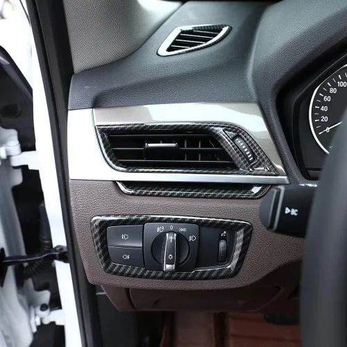 Miniatura 3 de YIWANG Cubierta de ventilación de aire acondicionado lateral cromada ABS estilo fibra de carbono 4 piezas para BMW X1 F48 2016-2019, para BMW X2 F47