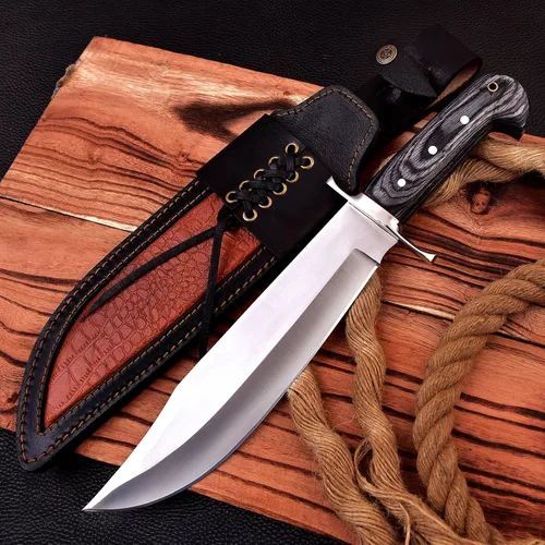 Miniatura 4 de Poshland REG-109 Cuchillo Bowie hecho a mano de acero D2 de 15.25 pulgadas, mango de madera maciza