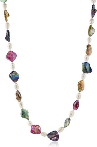Miniatura 2 de Gem Stone King Collar cultivado multicolor de perlas de agua dulce de 46 pulgadas y perlas de concha simuladas para las mujeres, Shell