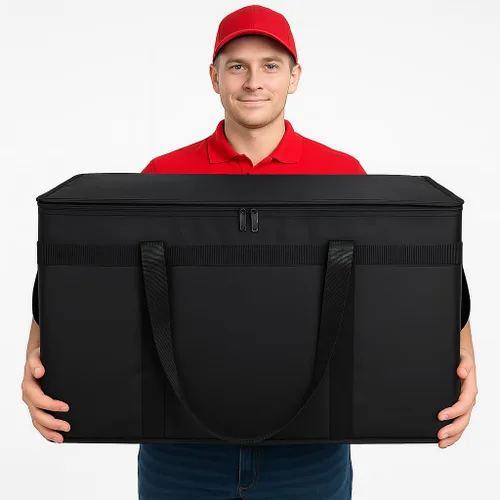 Miniatura 38 de Bodaon Paquete de 10 bolsas aisladas para entrega de alimentos para comidas calientes y frías, bolsas térmicas y enfriadoras, bolsa aislante de Negro