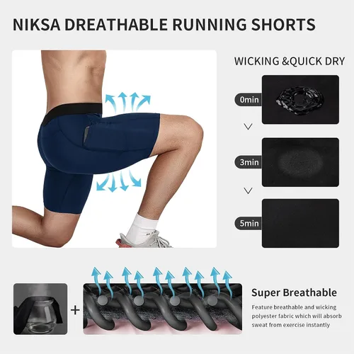 Miniatura 4 de Niksa Pantalones cortos de compresión para hombre, paquete de 23, ropa interior de compresión para hombre, pantalones cortos atléticos, pantalones
