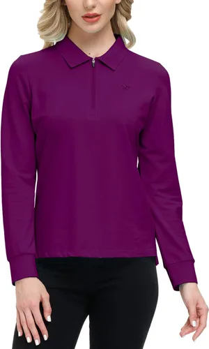 Miniatura 21 de JINSHI Polo de golf para mujer, de manga larga, con cremallera, deportiva, de secado rápido, atlética, casual, ajustada