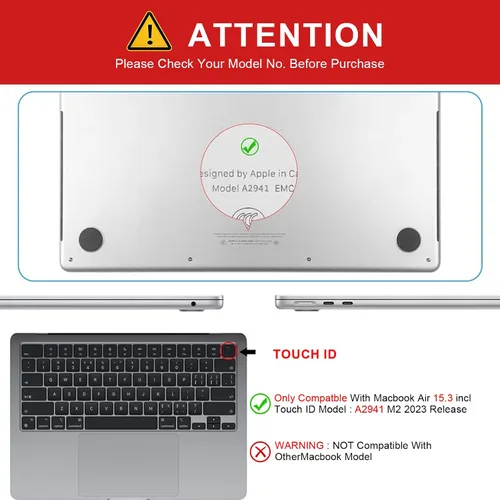 Miniatura 2 de iCasso Funda para MacBook Air de 15 pulgadas 2025 2024 2023 versión A3241 M4 A3114 M3 A2941 M2 Chip, carcasa rígida, funda, protector de pantalla