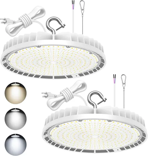 Miniatura 12 de KUKUPPO Luz LED de alta bahía de 150 W, 120 W, 90 W, ajustable, 4500 K, 5000 K, 5700 K, luz LED de alta bahía con enchufe para almacén de fábrica