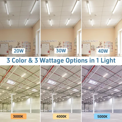 Miniatura 3 de Lámparas LED de 4 pies para tienda de 40/30/20 W, tira LED de 4 pies de iluminación 3/4/5000K ajustable, luces lineales LED comerciales