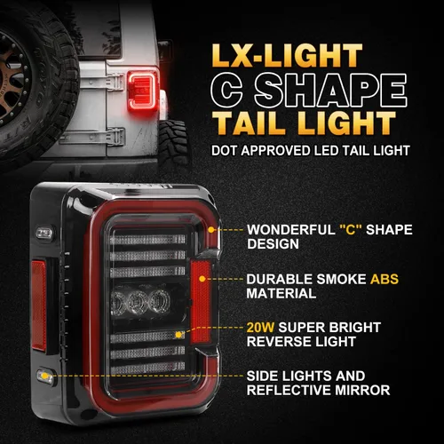 Miniatura 3 de Luces traseras LED aprobadas por el DOT, luces de marcha atrás superbrillantes de 20 W con EMC compatibles con Jeep Wrangler JK&JKU 2007-2017, luz