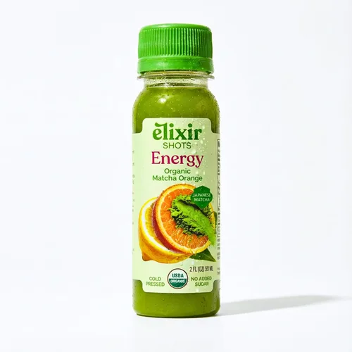 Miniatura 7 de Elixir Shots Energy Wellness Shot con ingredientes 100% orgánicos, matcha, naranja, menta, vinagre de sidra de manzana, prensado en frío, sin