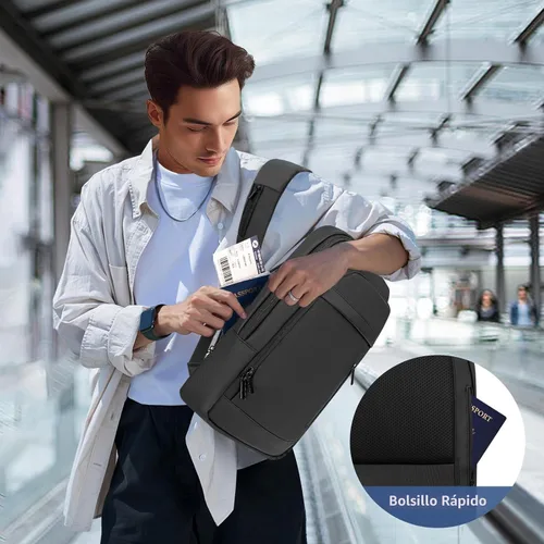 Miniatura 6 de Mochila de negocios para hombres antirrobo resistente al agua mochila de desplazamiento para portátil de 15.6 pulgadas para el trabajo diario, Negro