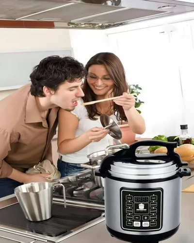 Miniatura 6 de Olla a presión eléctrica 10 en 1 con función de reserva de 24 horas, olla de cocción lenta, arrocera, wok, pastel, yogur, etc., 6 L, acero